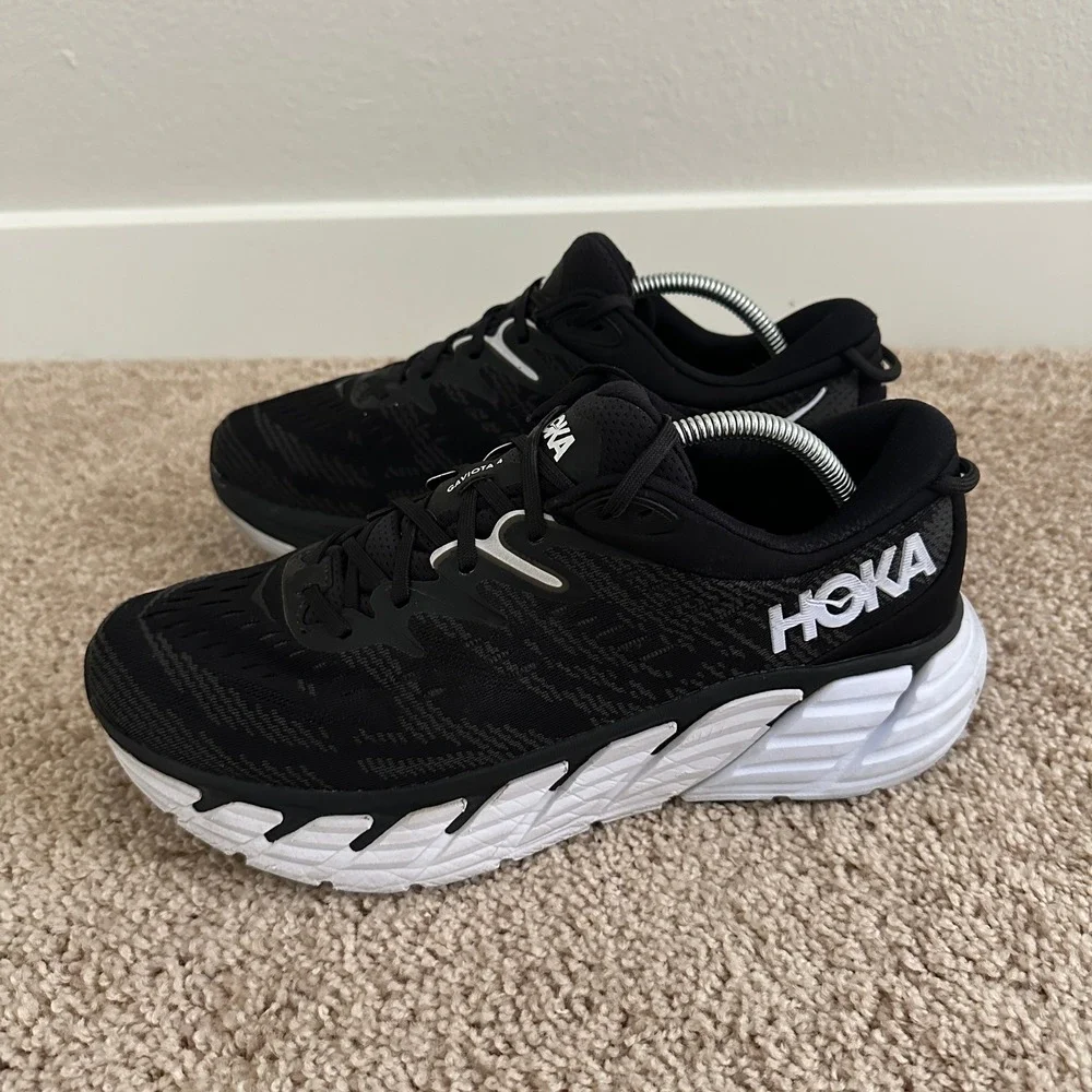 Hoka Gaviota 4 Running Shoes Mens 10.5 Black White 1123198 Stability Sneakers